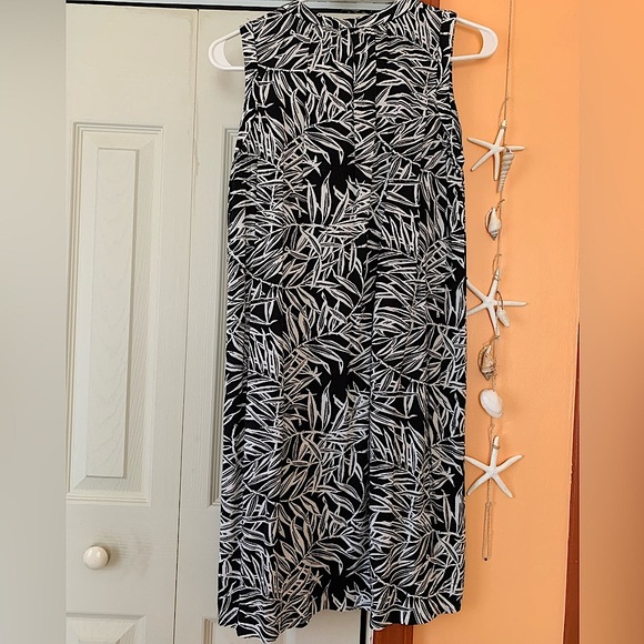 Loft Women’s Navy Leaf Midi Sleeveless Dress Size Small - Picture 2 of 5